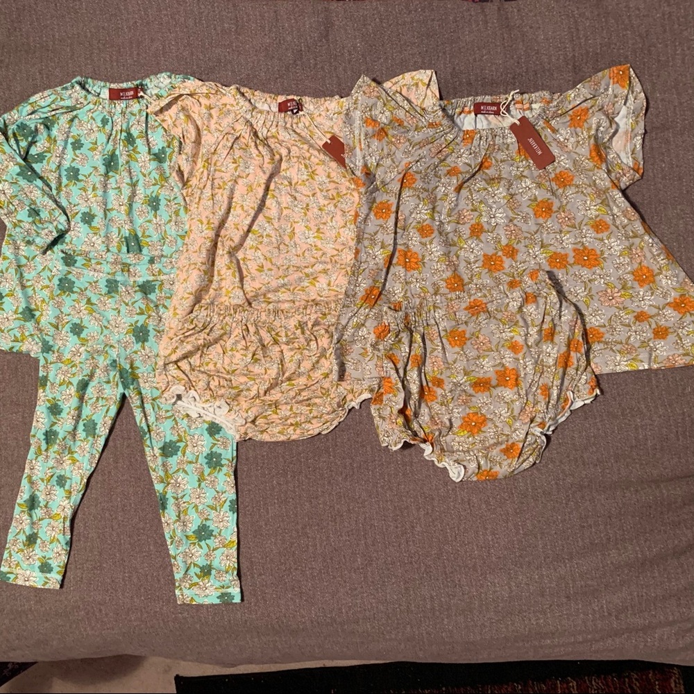 3 Milkbarn matching sets NWT 12-18 months